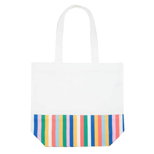 Multicolor Striped &#x26; White Summer Tote Bag by Make Market&#xAE;